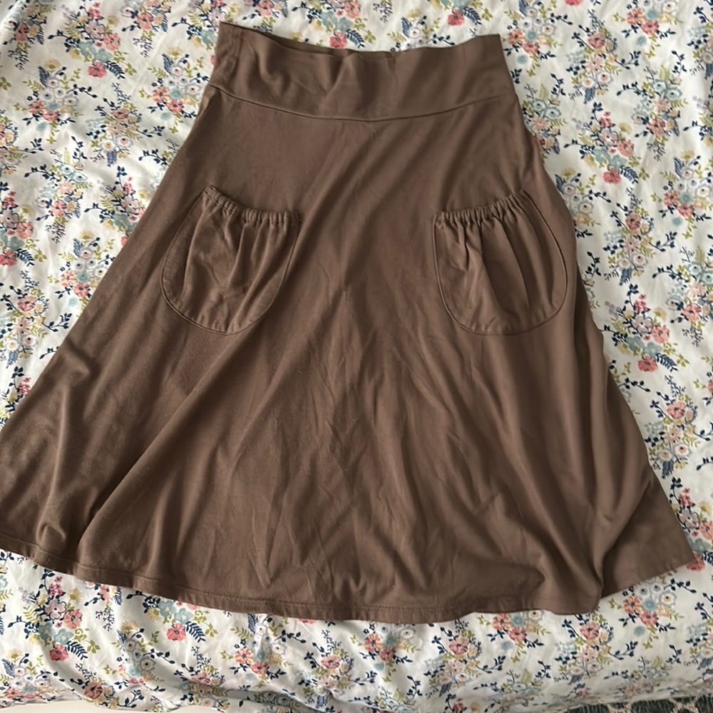 Brown Flowy Midi Skirt
